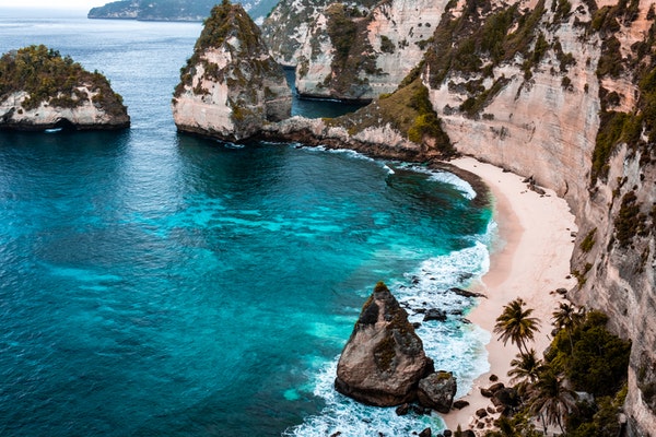 coast with blue water in indonesia