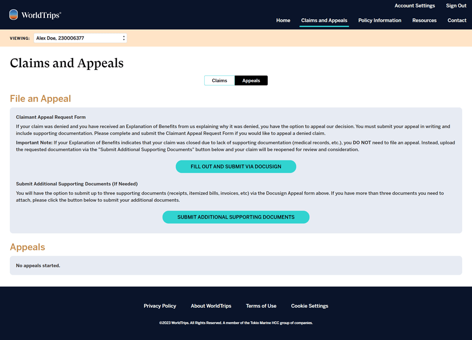 member-portal-file-an-appeal-page