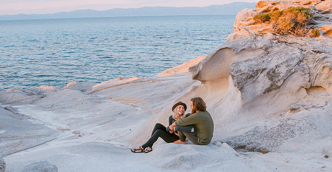 couple in Greece on honeymoon trip to Europe