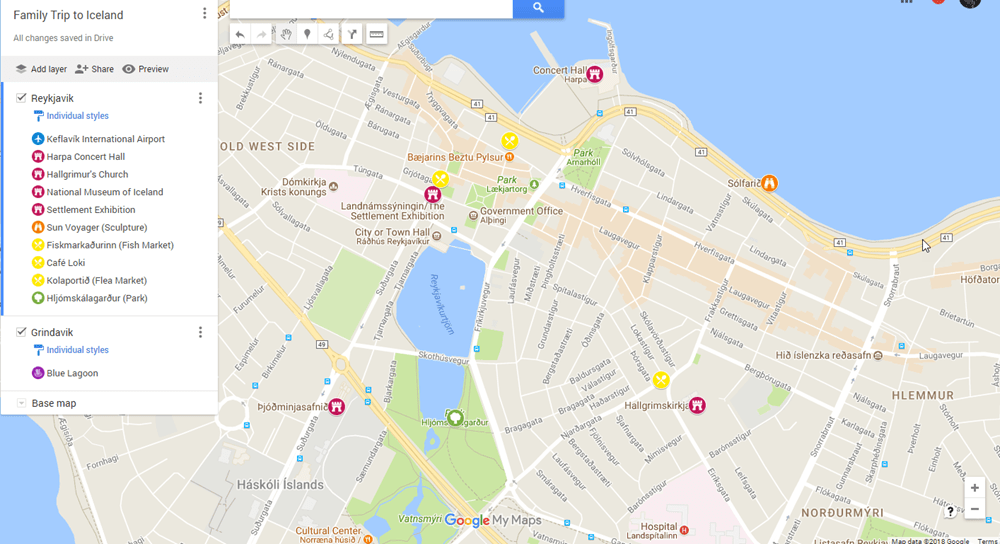Iceland - Google My Maps
