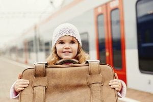 girl in front of train