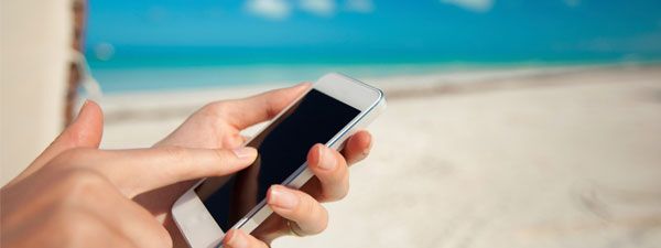 cell phone on beach