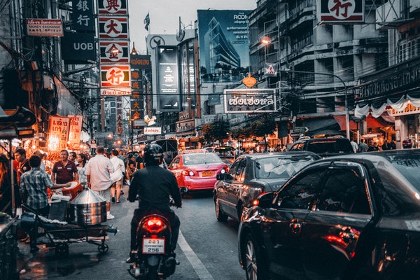 heavy traffic street in thailand