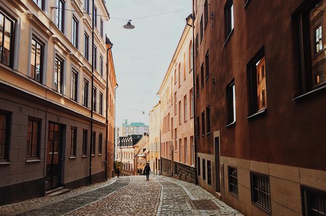 quiet city street in sweden