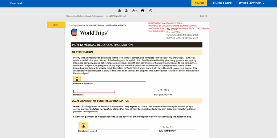member-portal-docusign-example-page