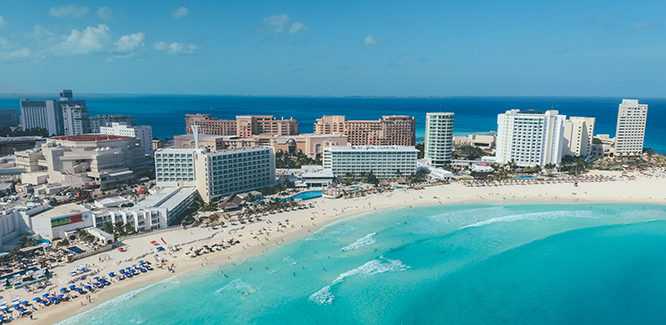 aerial view of a beach in cancun